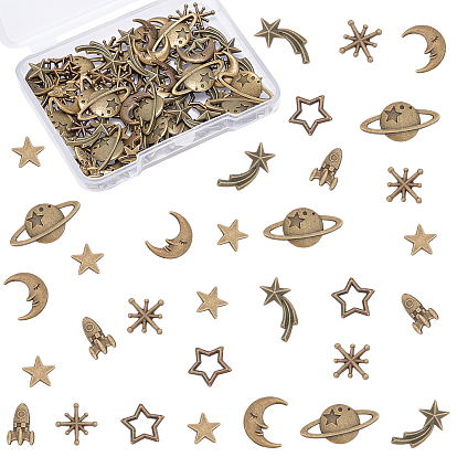 Eslabones de aleación de zinc y cabujones de aleación de zinc, abra el bisel trasero, para diy resina uv, resina epoxica, Joyas de flores prensadas, estrella / cohete / luna
