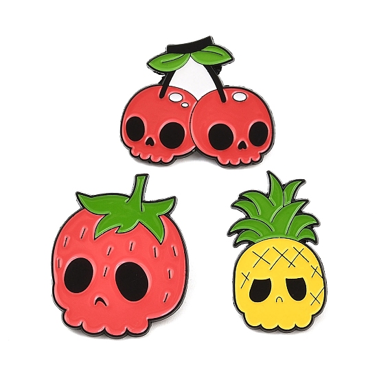 Эмалевые булавки в виде фруктового черепа, булавки для лацканов из сплава для одежды рюкзака