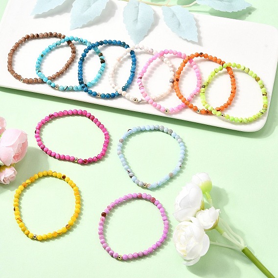 11шт. браслеты из натурального персидского нефрита с круглыми бусинами, с латунным шарики прокладки