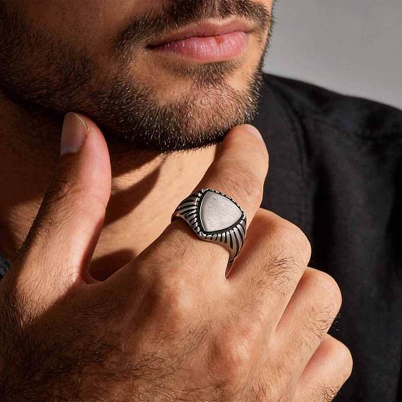 304 Stainless Steel Finger Rings for Men, Triangle