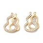 Brass Micro Pave Clear Cubic Zirconia Connector Charms,  Gourd Links