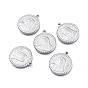 304 Stainless Steel Pendants, Flat Round with Virgin Mary