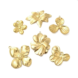 304 Stainless Steel Pendants, Flower/Leaf Charm