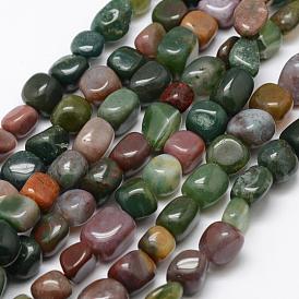 Natural Indian Agate Beads Strands, Tumbled Stone, Nuggets