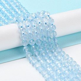Hebras naturales de perlas de cristal de topacio, rondo, facetados, aaa grado