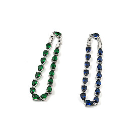 Браслеты-цепочки со стеклянными звеньями в форме слезинок, ювелирные изделия из латуни с платиновым покрытием для женщин