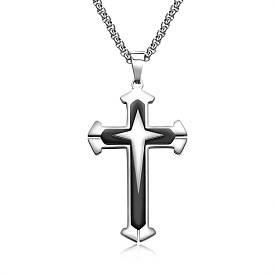 Stainless Steel Cross Pendant Necklace Unisex Simple Cross Charm Trendy.