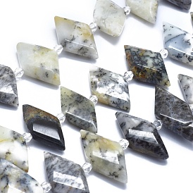 Натуральный белый опал африканские бусы пряди, граненые, ромб