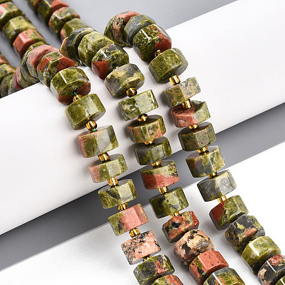 Природные Unakite бисер нитей, с бисером, восьмиугольная цилиндра