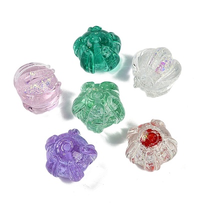 Ручной золотой фольги стеклянные бусины Lampwork, цветок