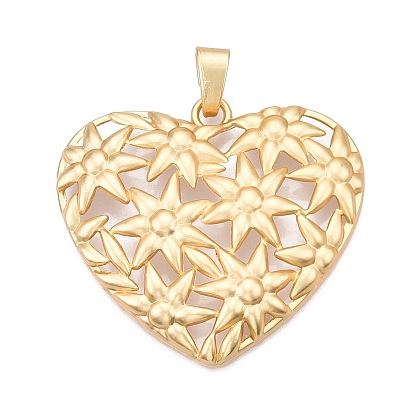 Большие подвески из сплава с покрытием, полое сердце с цветочными подвесками, без свинца, без никеля и без кадмия