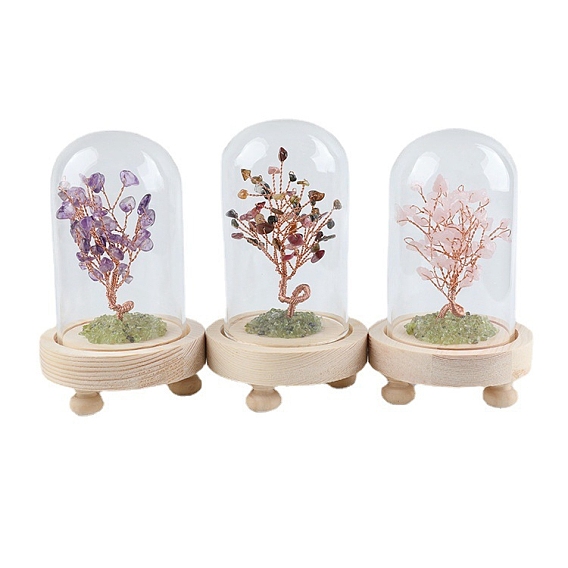 Натуральные украшения из смешанного камня, украшения для дома из дерева и стекла, энергетический камень рейки для исцеления