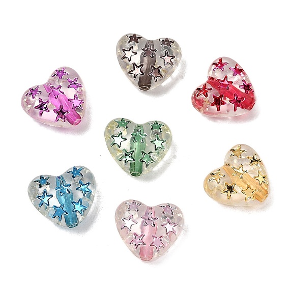 Прозрачные акриловые бусины, окрашенные спреем, сердце
