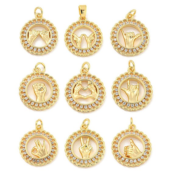 Латунные микропаве прозрачные подвески с фианитом, жест