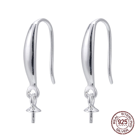 925 Sterling Silver Earring Hooks, with Cup Pearl Bail Pin