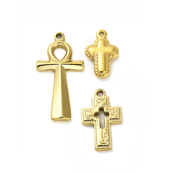 304 Stainless Steel Pendants, High Polished Cross Charm