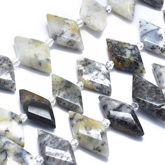 Натуральный белый опал африканские бусы пряди, граненые, ромб