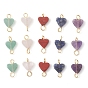 Подвески-коннекторы из натурального зеленого авантюрина/аметиста/розового кварца/содалита/красной яшмы, сердечные звенья с медной проволокой, двойные петли