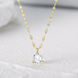 Luxurious Elegant 925 Sterling Silver Cubic Zirconia Pendant Necklaces