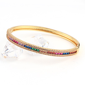 Colorful Zircon Bracelet with 18K Gold Plated Brass for Women