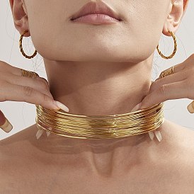 30мм 304 Открытые многорядные колье-чокеры из нержавеющей стали для женщин, без кадмия, без никеля и без свинца