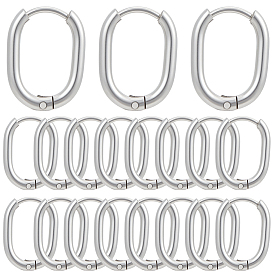 24шт. серьги-кольца Huggie Hoop из нержавеющей стали, 304 игла из нержавеющей стали с 201 кольцом из нержавеющей стали, овальные