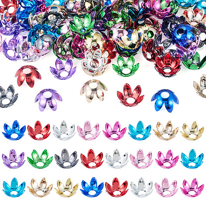 100Pcs UV Plated ABS Bead Caps, Flower