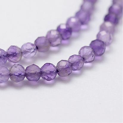 Natural Amethyst Bead Strands, Round, Faceted