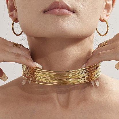 30мм 304 Открытые многорядные колье-чокеры из нержавеющей стали для женщин, без кадмия, без никеля и без свинца