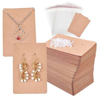 Cardboard Paper Necklace and Earring Display Cards & Plastic Ear Nuts & OPP Cellophane Bags Kits