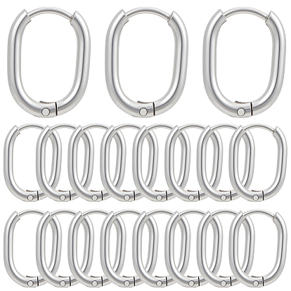 24шт. серьги-кольца Huggie Hoop из нержавеющей стали, 304 игла из нержавеющей стали с 201 кольцом из нержавеющей стали, овальные