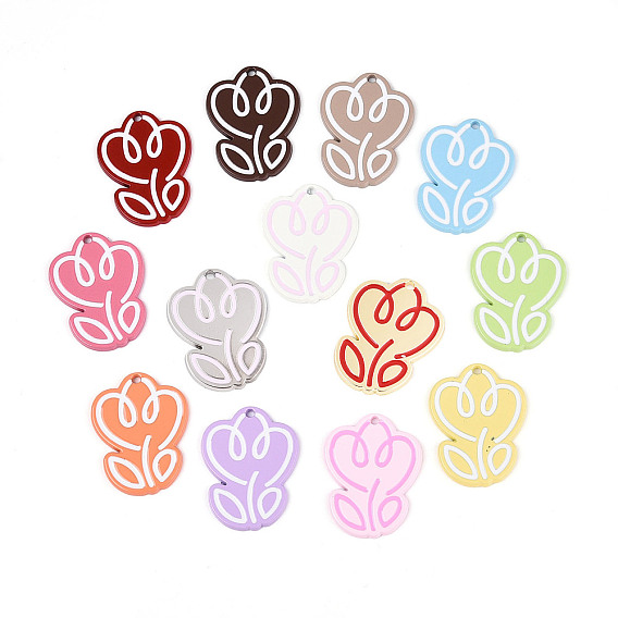 Подвески из сплава, окрашенного распылением, и эмали, цветок