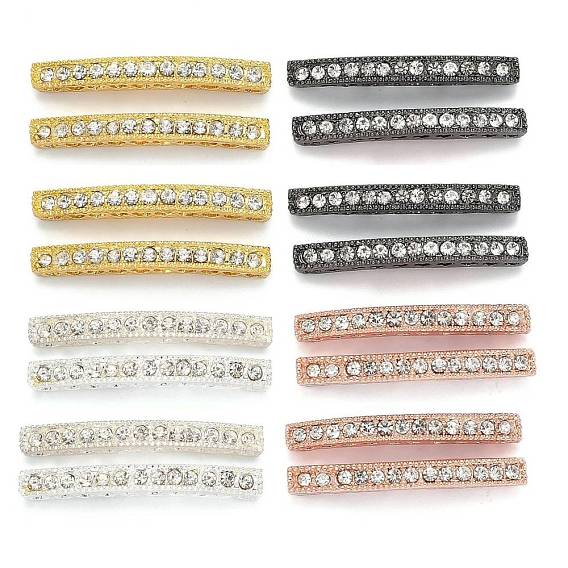 Alloy Rhinestone Bar Spacers, Arc, 38x4x5.5, Hole: 2mm