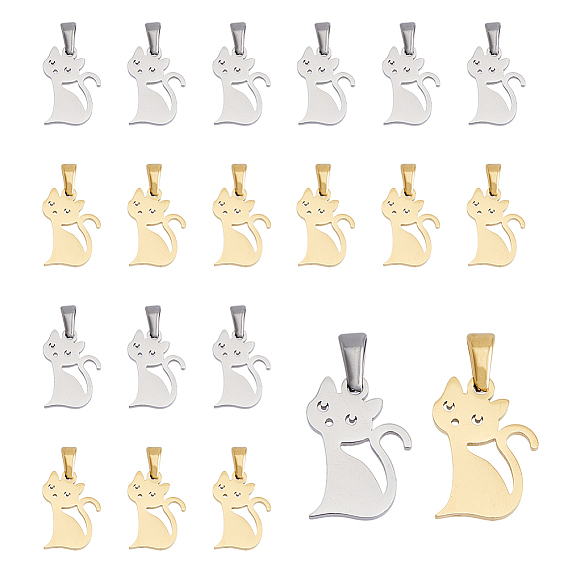 20 шт. 2 цвета 304 подвески из нержавеющей стали, кошка прелести