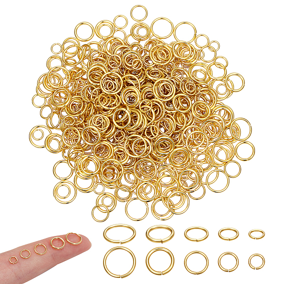 700шт 5 стили 304 открытые соединительные кольца из нержавеющей стали, круглые кольца, металлические разъемы для поделок ювелирных изделий и брелков