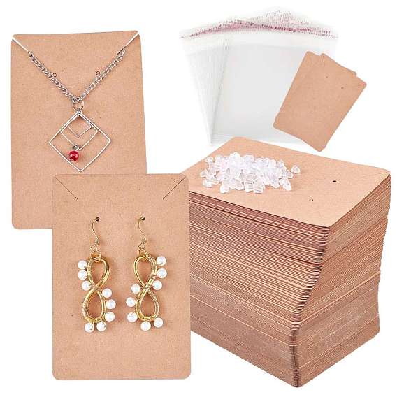 Cardboard Paper Necklace and Earring Display Cards & Plastic Ear Nuts & OPP Cellophane Bags Kits