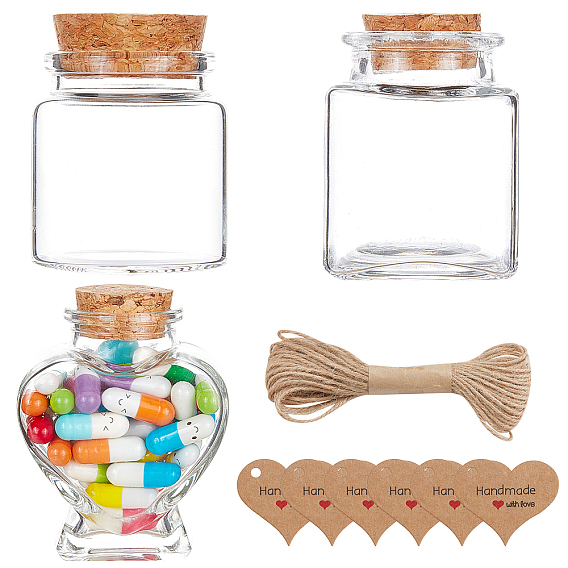 Benecreat kits para hacer botellas de deseos de san valentín diy, incluyendo cápsulas de deseos de amor, botellas de vidrio, etiquetas de regalo de papel y cordel de yute