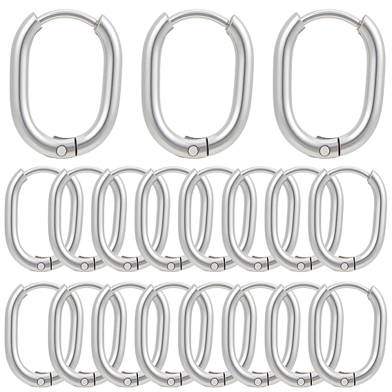 24шт. серьги-кольца Huggie Hoop из нержавеющей стали, 304 игла из нержавеющей стали с 201 кольцом из нержавеющей стали, овальные