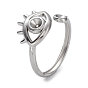 304 Stainless Steel Open Cuff Ring Components, Ring Settings for Rhinestone, Eye