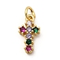 Латунные микро-паве красочные кубические циркониевые подвески, крестик, с целью перехода в кольце, без свинца и без кадмия, долговечный, стойки покрытие