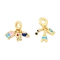 Латунь микропаве прозрачный кубический цирконий европейские подвески с подвесками, с разноцветной эмалью,, Подвески с большими отверстиями, без кадмия и без свинца, реальный 18 k позолоченный