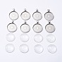 DIY Pendant Making, Tibetan Style Alloy Pendant Cabochon Settings and Transparent Glass Cabochons, Flat Round