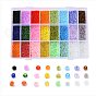 24 Colors Glass Seed Beads, Opaque Colors Lustered & Ceylon & Opaque Colours Seed & Frosted Colors & Colors Rainbow & Colours Lustered & Silver Lined & Transparent, Round