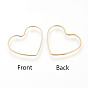 Brass Linking Rings, Real 18K Gold Plated, Heart