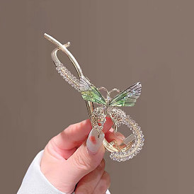 Rhinestone Butterfly Cow Cow Frog Clip Back of the Head Metal One-word Clip High-end Sensation Disk Hair Headdress Hairpin