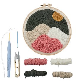 Kits de bricolaje de plástico, con bastidor de bordado, tijera, enhebradoras de agujas y crod, para adorno de apliques de costura artesanal