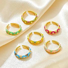 Открытые манжеты из латуни с микропаве и цирконием для женщин, с эмалью, цветок, золотые