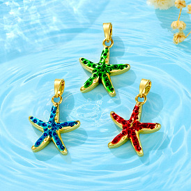 Латунь эмаль подвески, очарование морской звезды, золотые