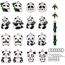 Kits de fabrication de boucles d'oreilles panda bricolage, y compris pendentif en alliage d'émail, boucles d'oreilles en fer crochets et anneaux de saut