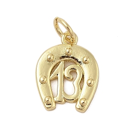 Horse Shoe Rack Plating Brass Pendants, Long-Lasting Plated, Lead Free & Cadmium Free